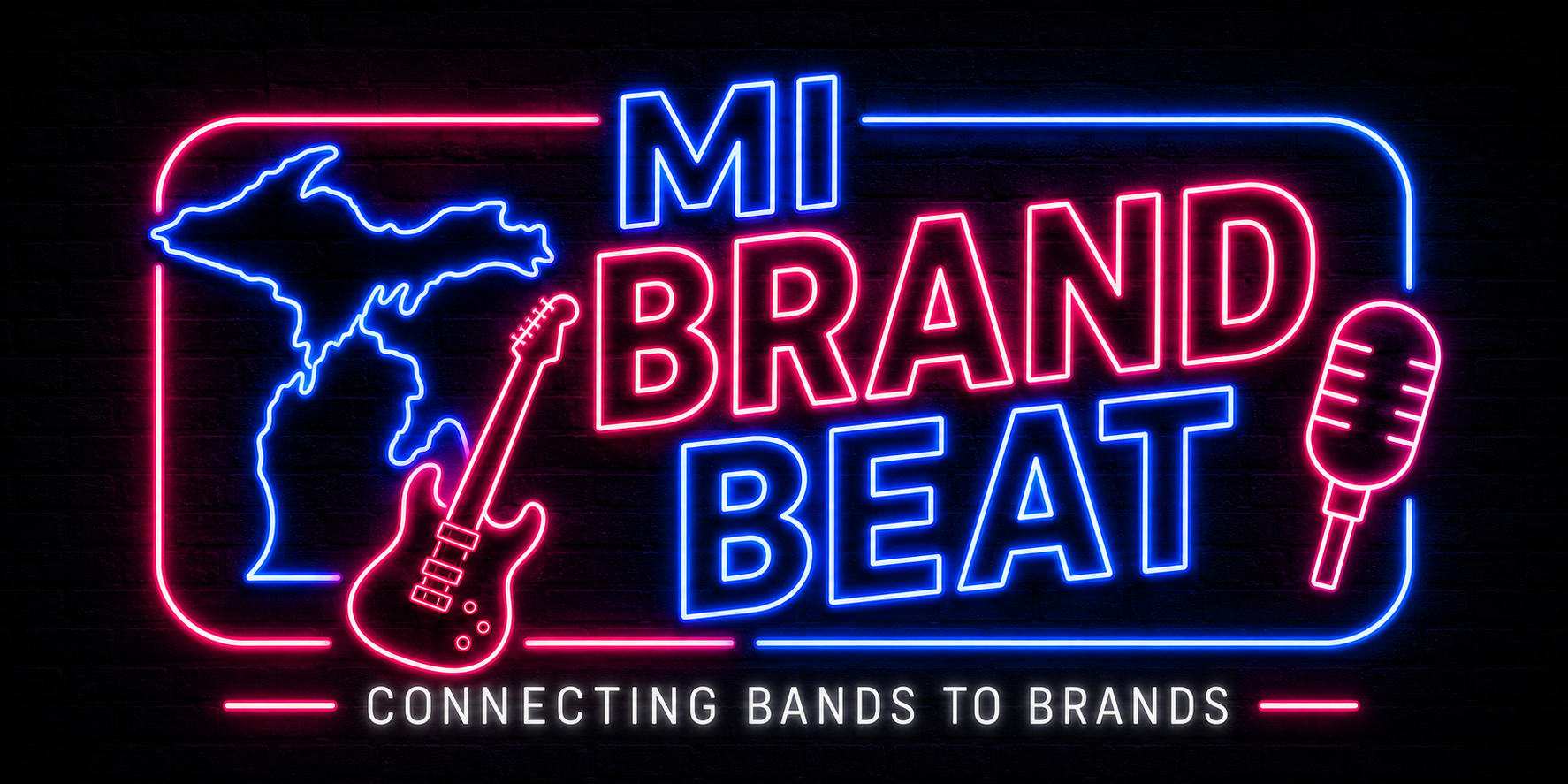 MI Brand Beat neon sign — connecting bands to brands